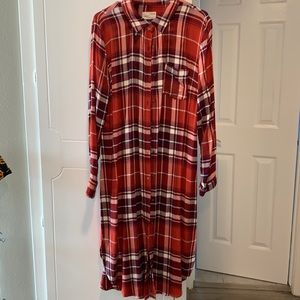 Long plaid cardigan